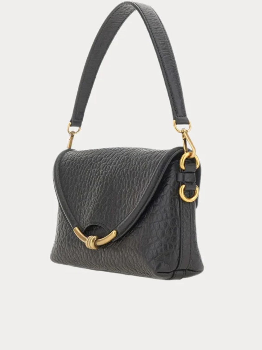 Gianni Chiarini Rectangular Pebble Grain Handbag With Gold-Tone Detail