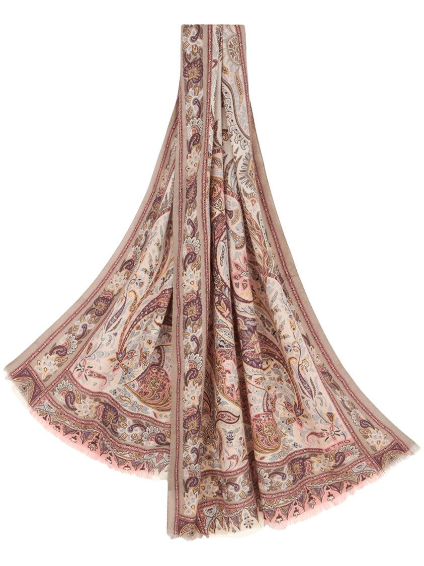 Etro Cashmere-Silk Blend Scarf With Intricate Ramage Design