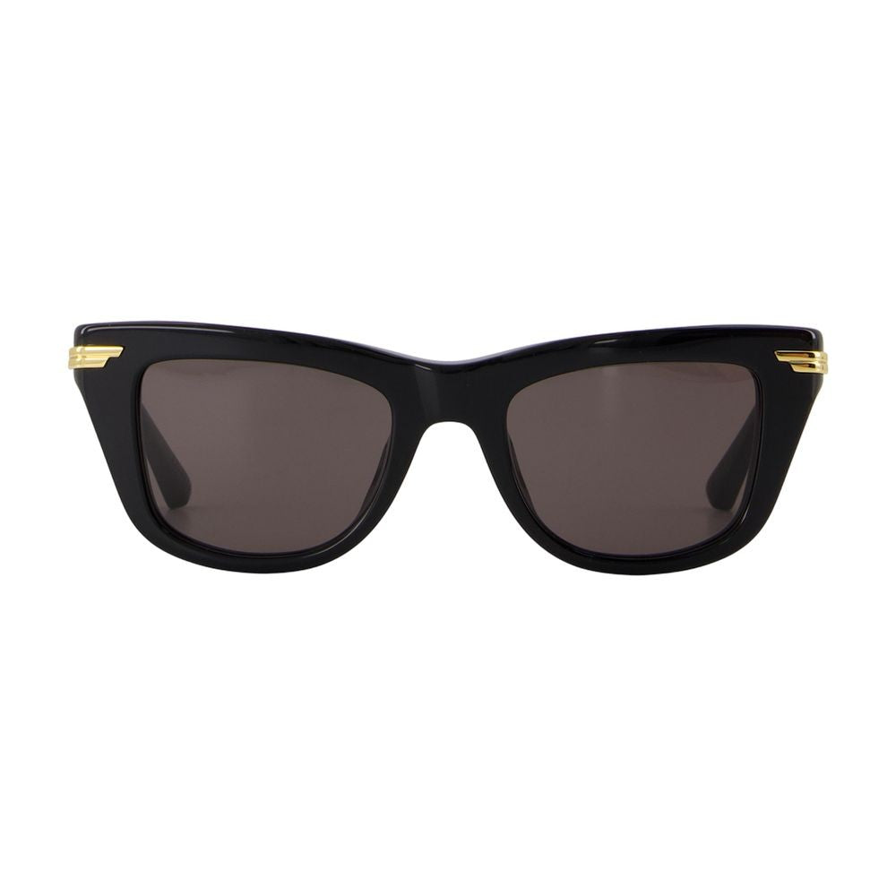 Bottega Veneta Cat-Eye Sunglasses With Glossy Black Acetate Frame And Gold Accents