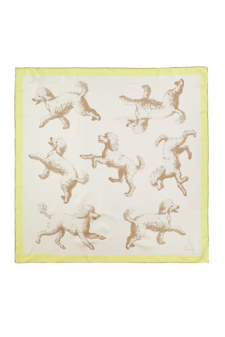 Jacquemus Multicolor Poodle Print Silk Square Scarf
