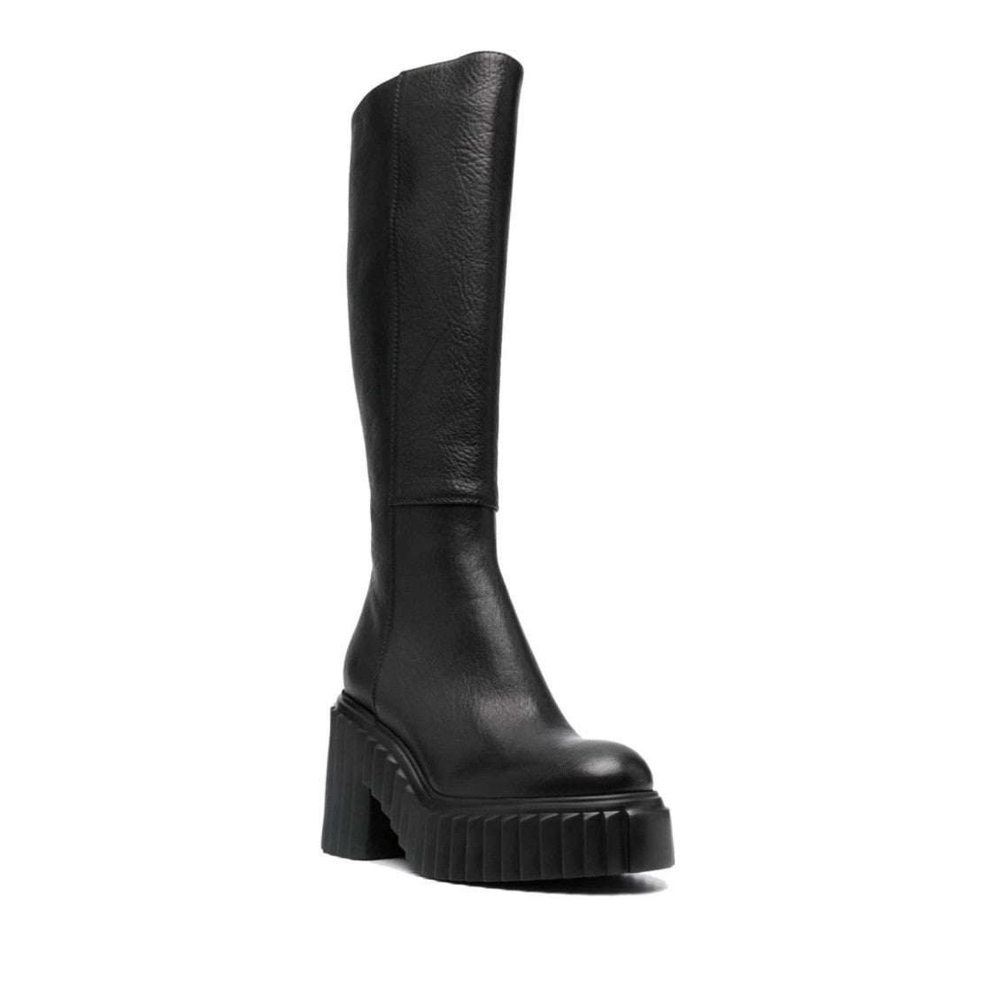 Agl Black Tiggy Goat Leather Chunky Sole Boots