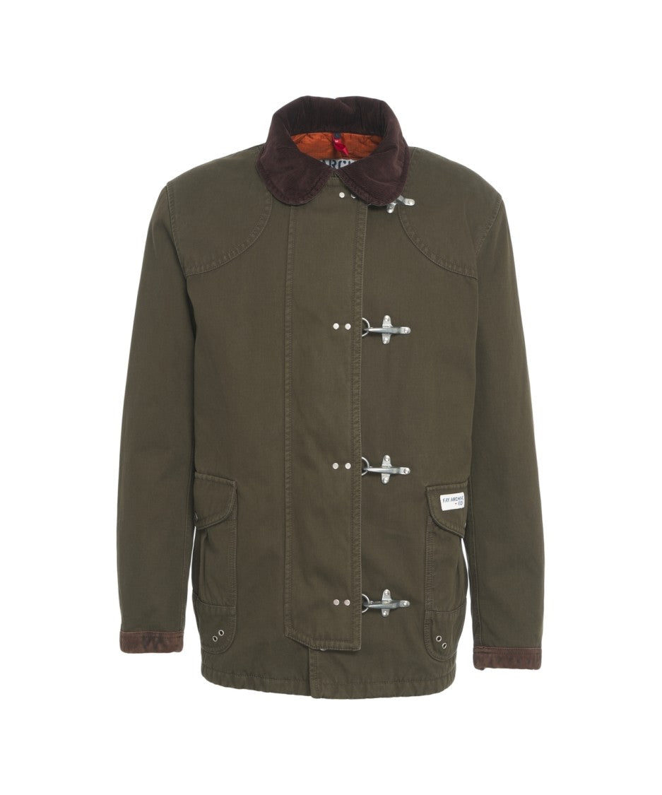 Fay Robust Green Parka With Corduroy Collar