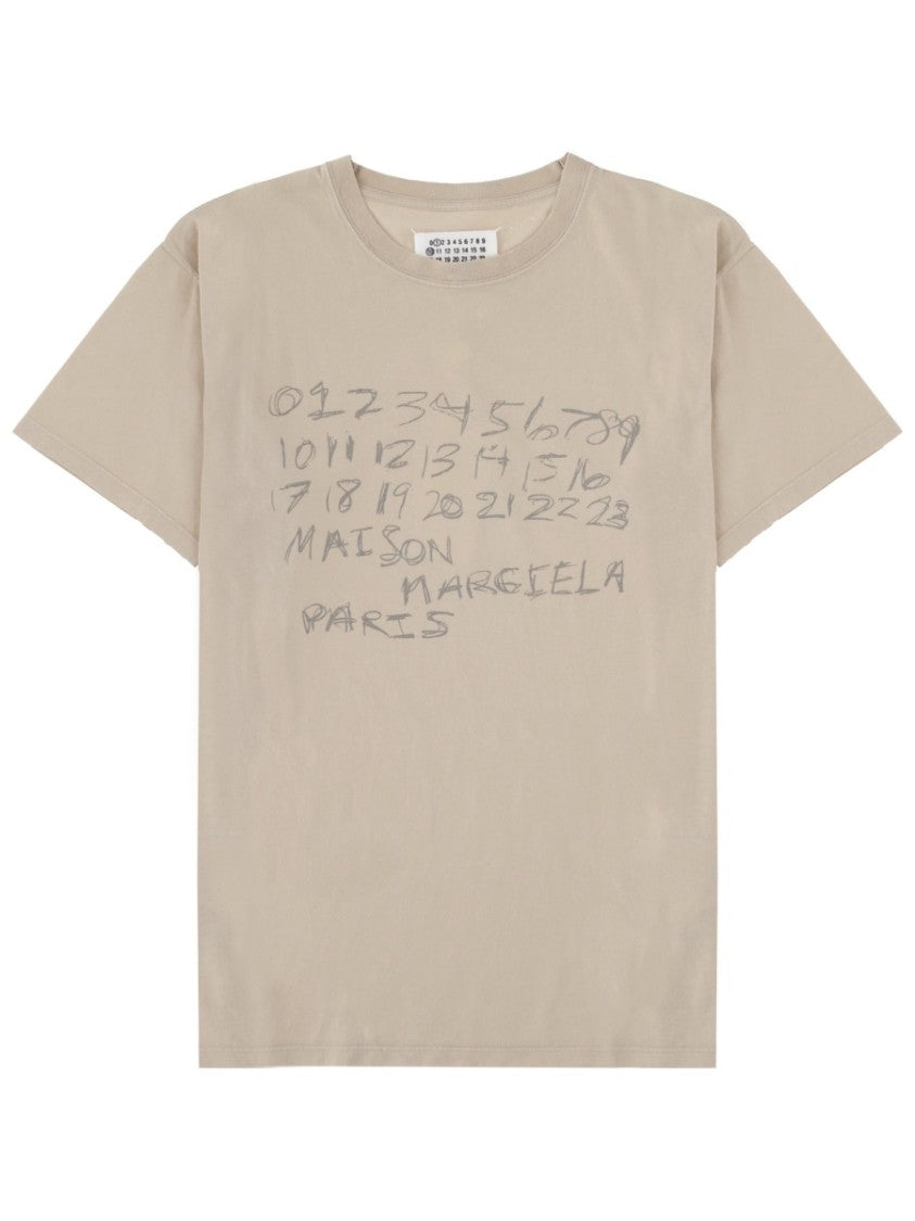 Maison Margiela Neutrals Handwritten Style Front Print T-Shirt
