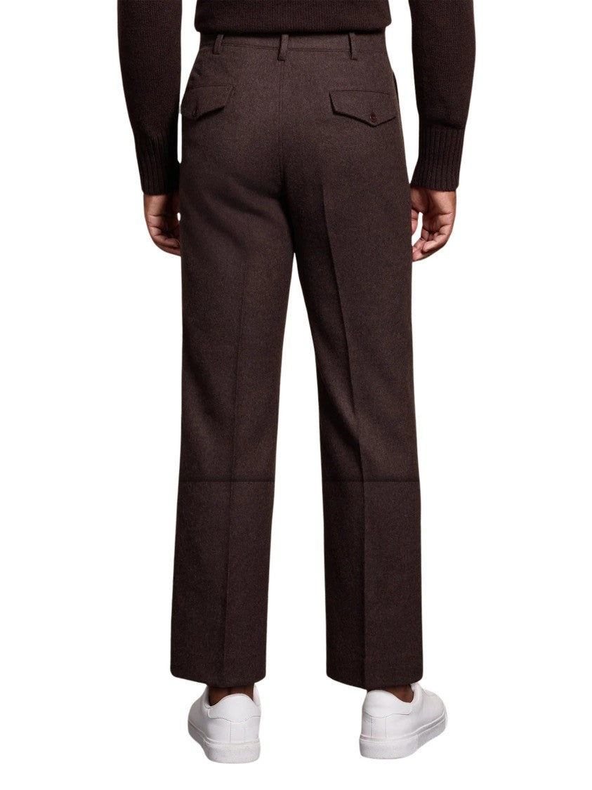 Pence Santos Marron Glacé Wool Flannel Chinos