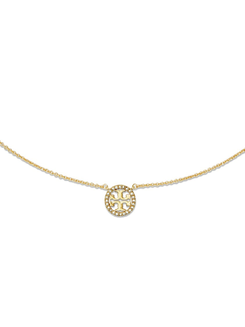 Tory Burch Gold Icon Pavé Crystal Cut-Out Pendant Necklace