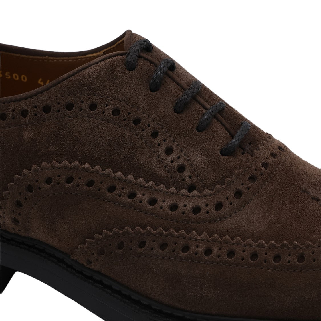 Doucal's Classic Brogue Suede Flat Shoes With Serrated Edges