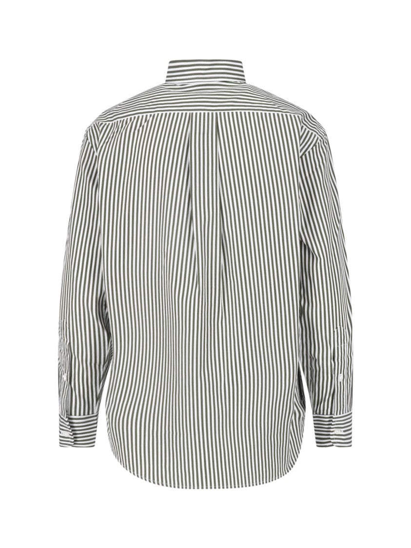 Polo Ralph Lauren Green Striped Embroidered Logo Cotton Shirt