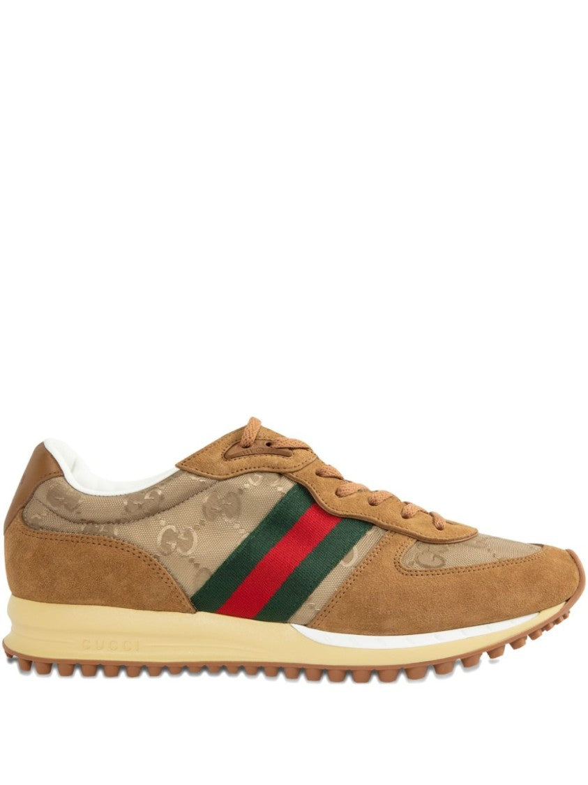 Gucci Low-Top Sneakers In Camel Gg Canvas