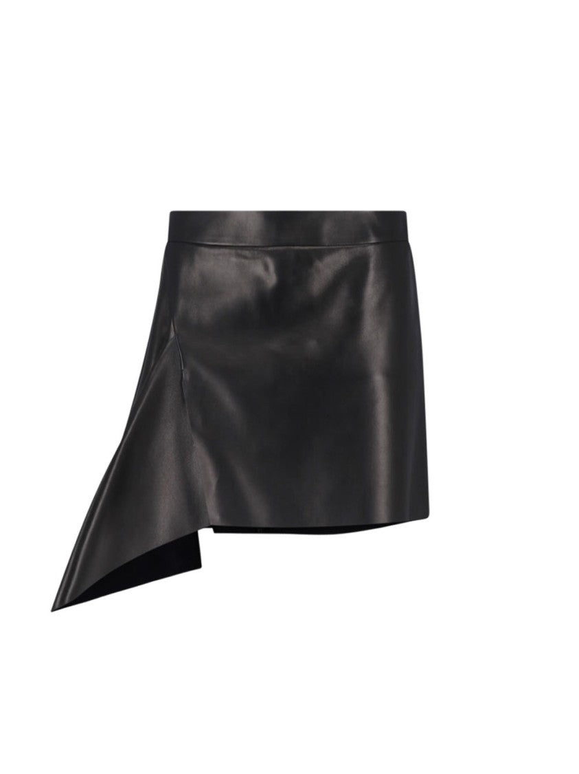 Givenchy Asymmetrical Draped Mini Skirt In Smooth Lambskin Leather