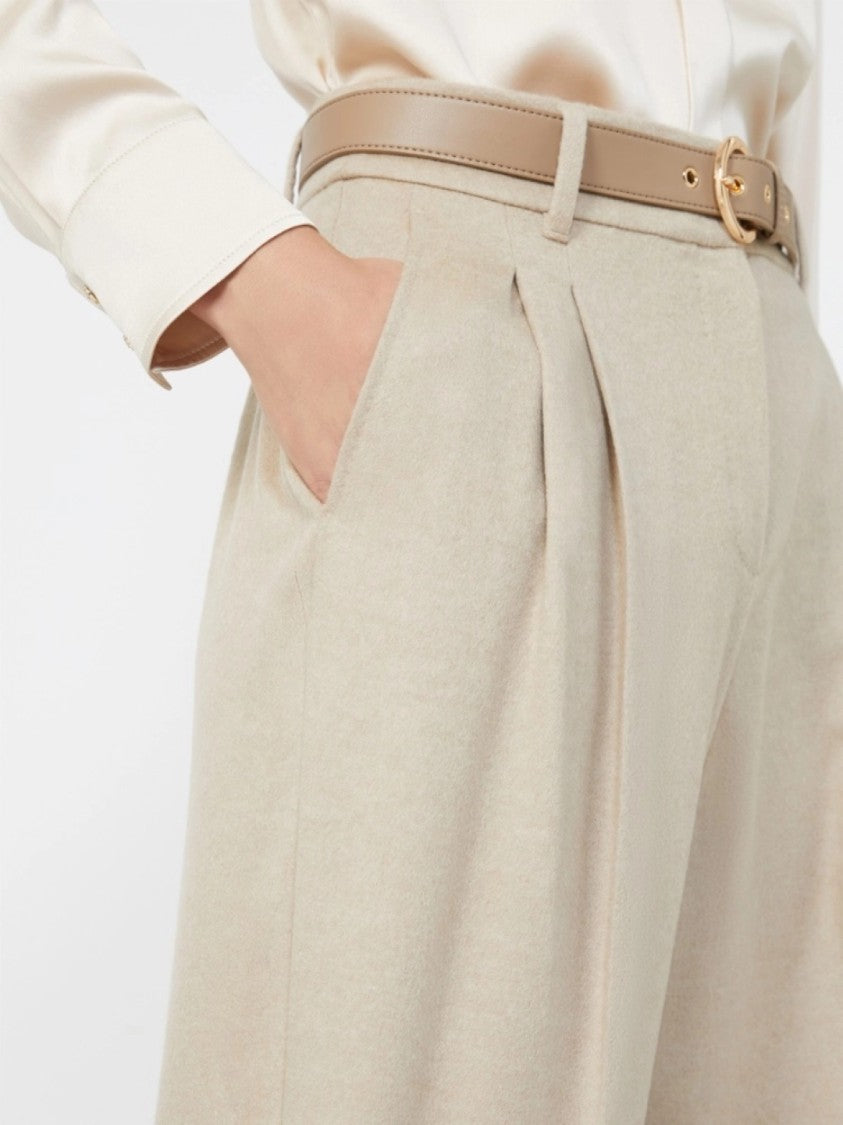 Max Mara Classic High-Waisted Wide-Leg Trousers With Matching Belt