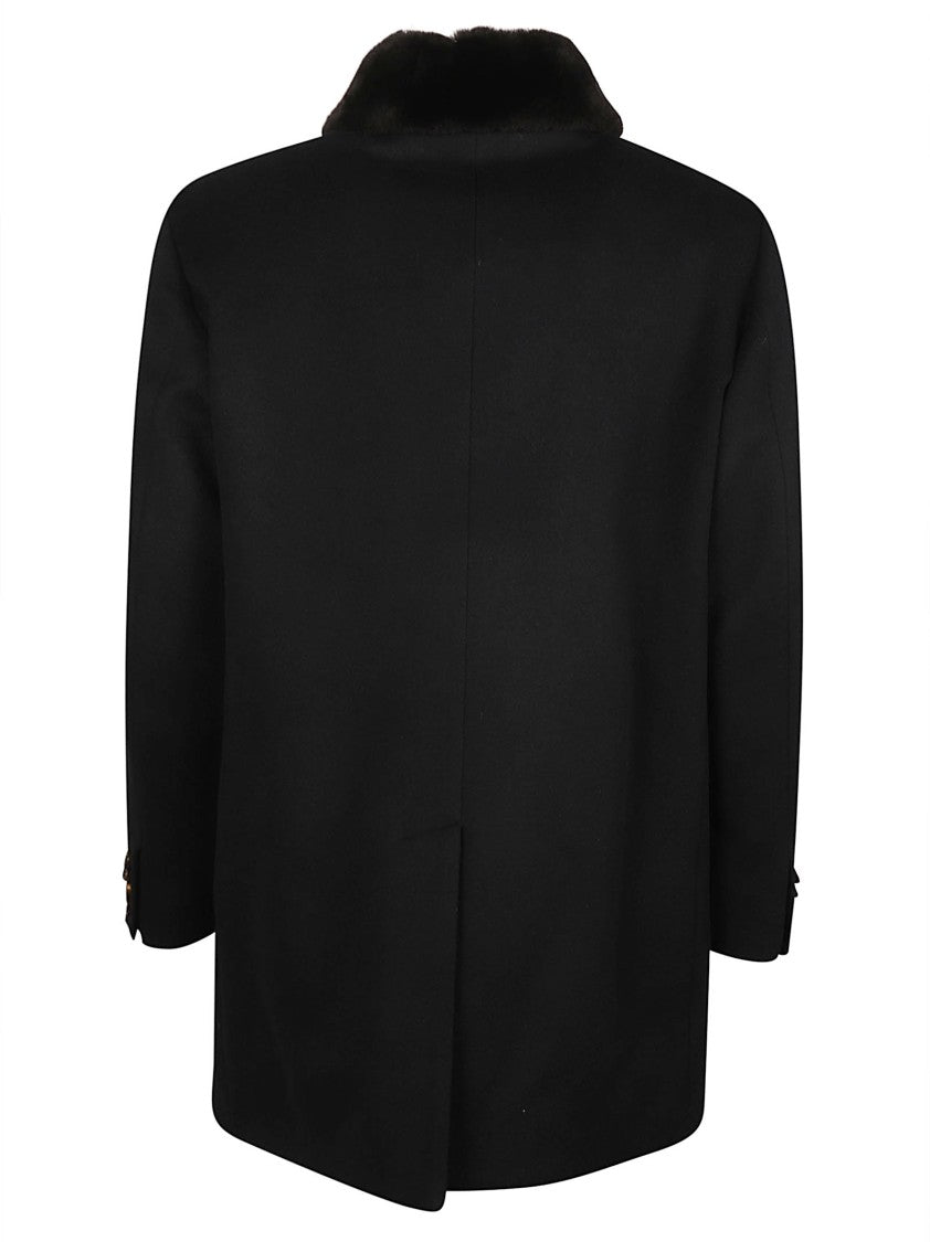 Moorer Simmons-Le Black Fur Collar Wool-Cashmere Parka