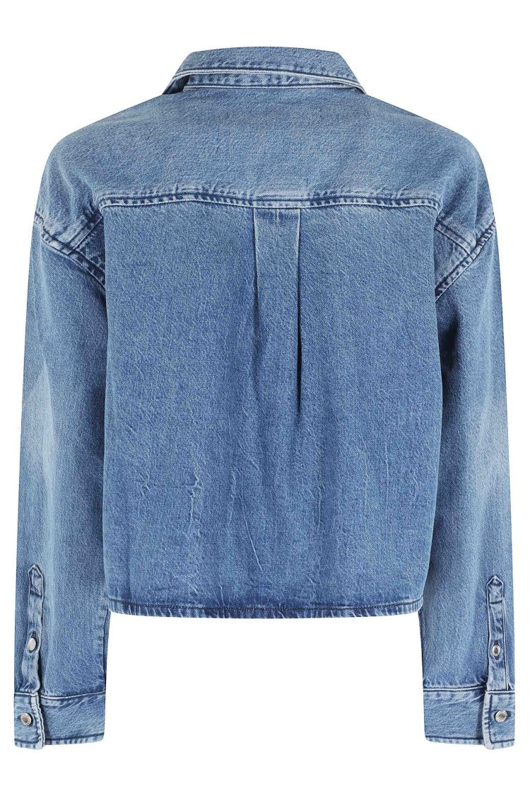 Alexander Wang Denim Blue Cropped Long-Sleeve Cotton Denim Jacket