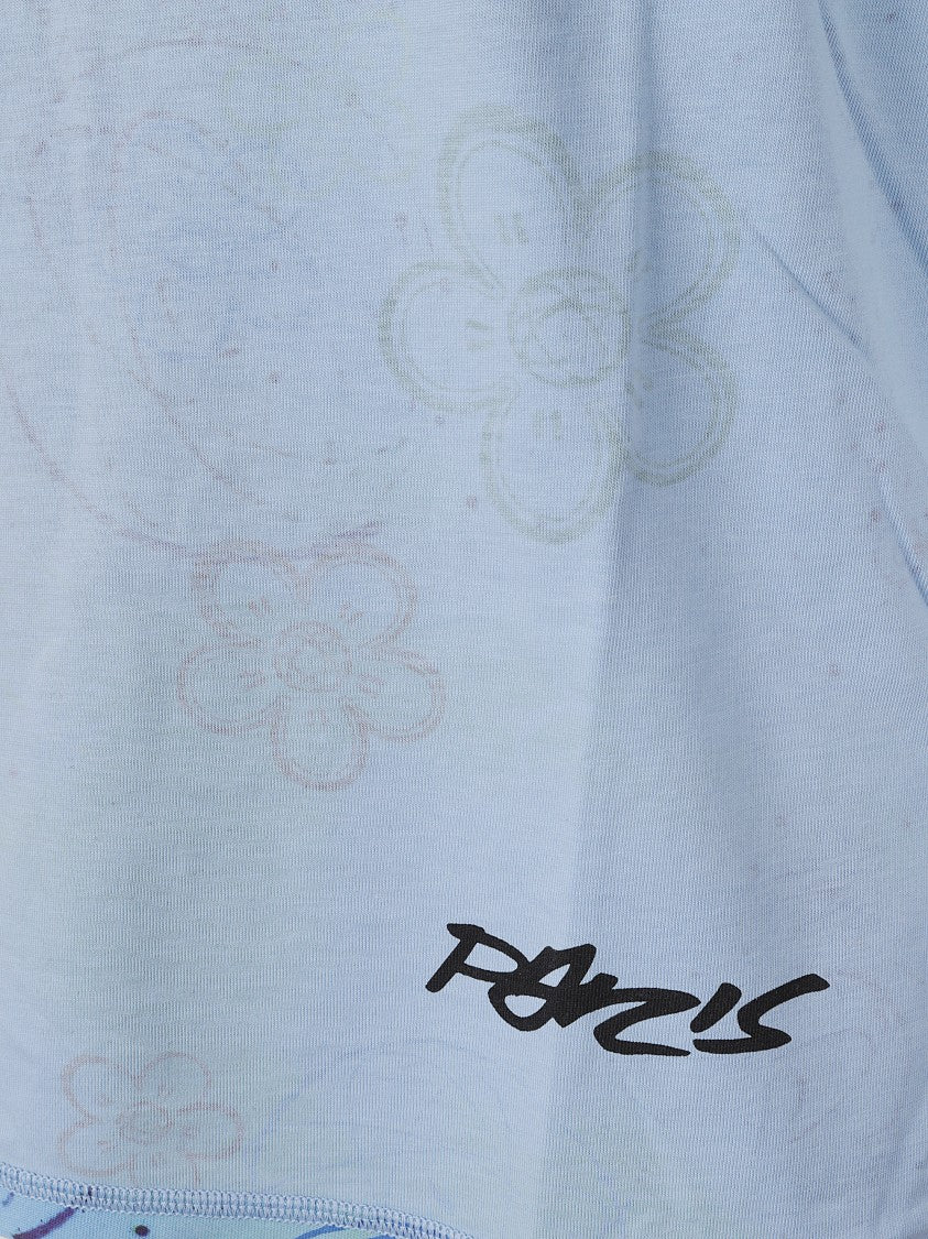 Kenzo Light Blue Logo Print T-Shirt With Floral Detail