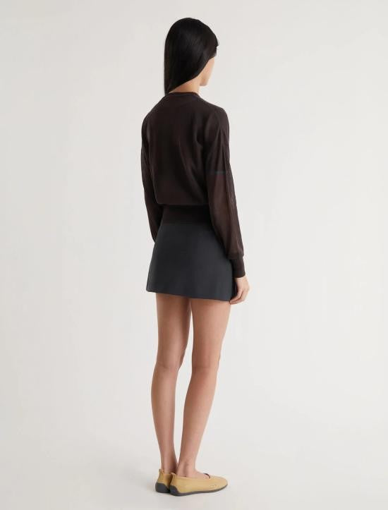 Paloma Wool Semi-Sheer Brown Sweater With Gathered Waist And Cuffs