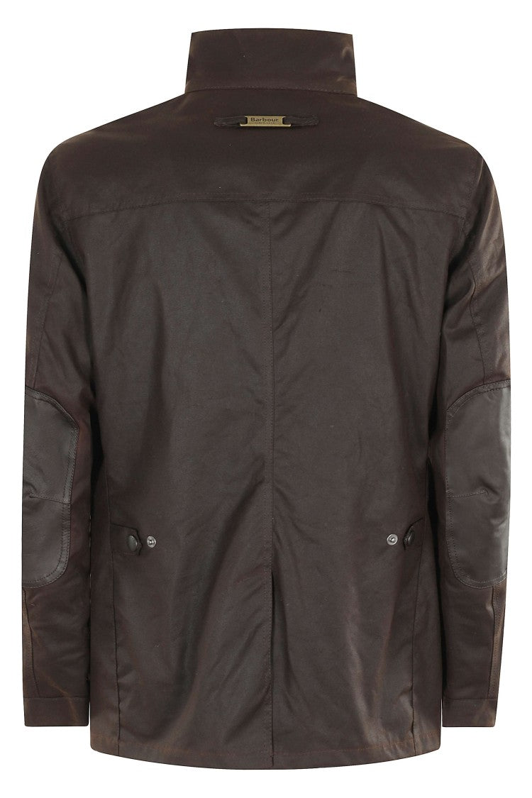Barbour Rustic Waxed Jacket With High Collar And Button Closure