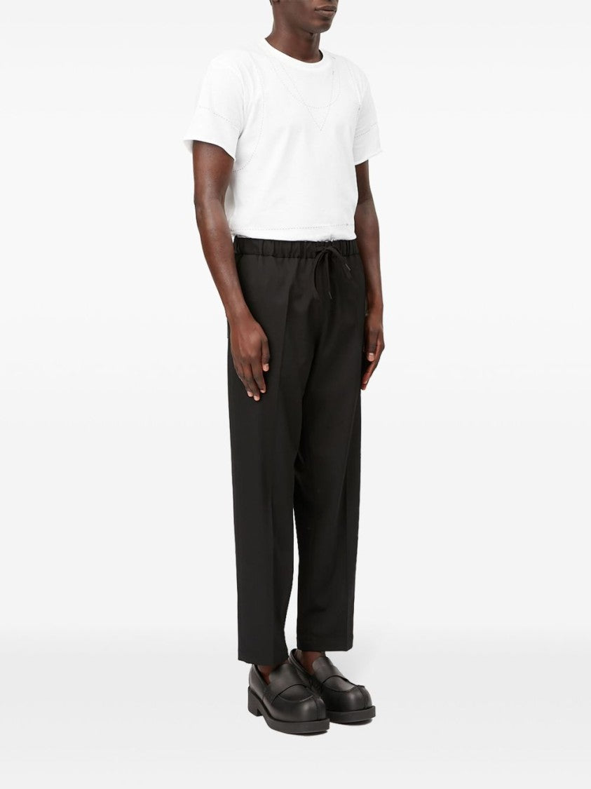 Mm6 By Maison Margiela Mid-Rise Black Trousers With Pleat Detailing And Tailored Cut