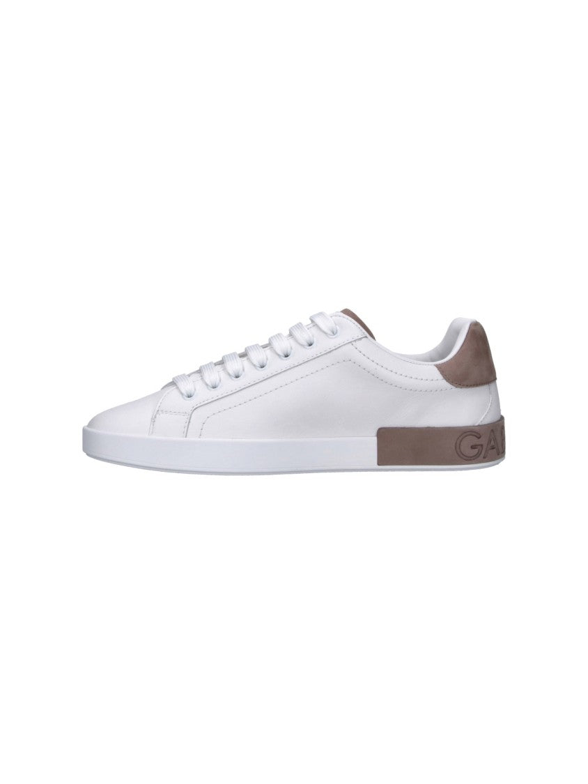 Dolce & Gabbana White Portofino Low-Top Leather Sneakers