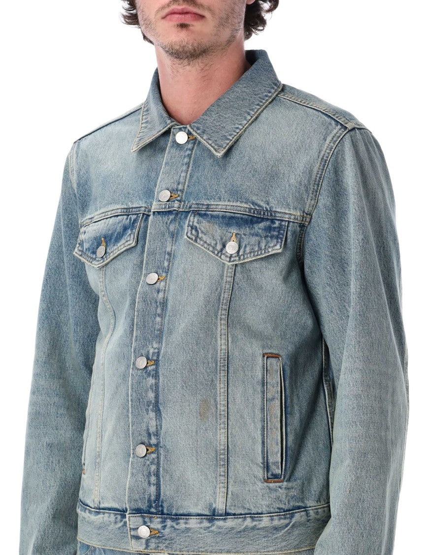 Emporio Armani Medium Wash Distressed Denim Jacket