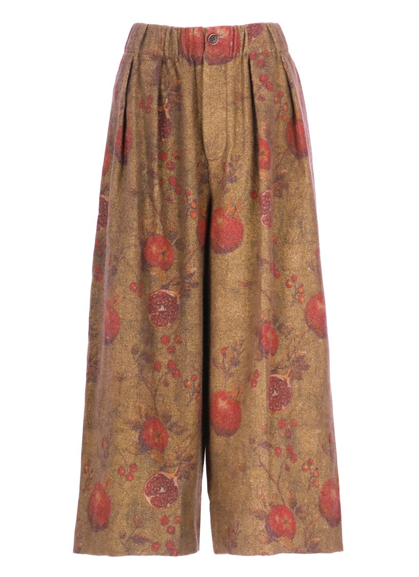 Uma Wang Wide-Leg Pants With Contrasting Floral Motifs