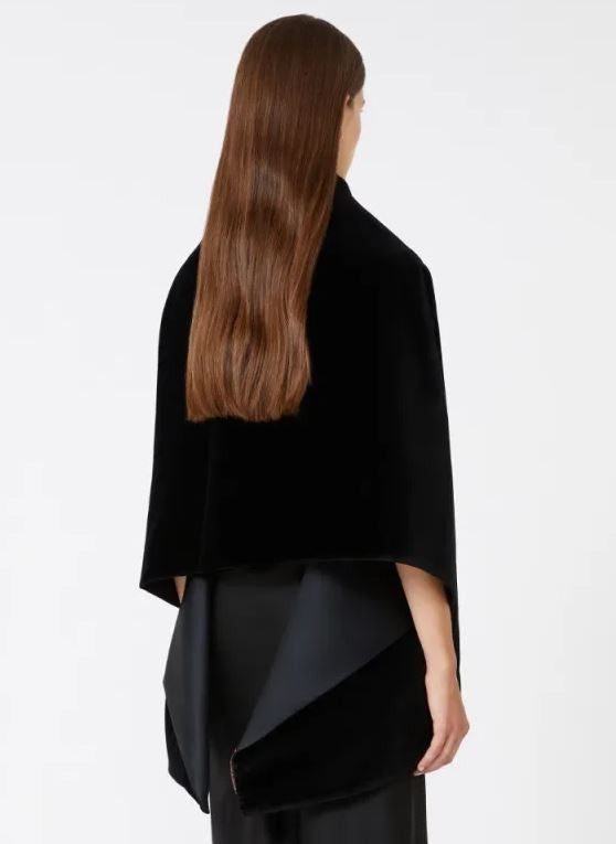 Max Mara Black Stole In Stretch Cotton Velvet