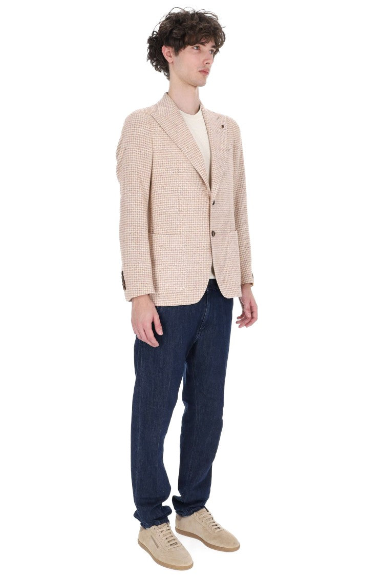 Tagliatore Pino Lerario Houndstooth Cotton-Silk-Linen Blazer