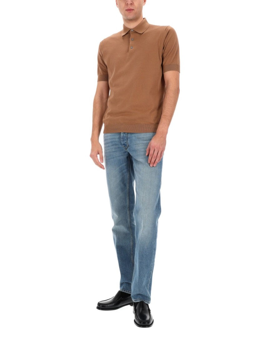 Lardini Solid Cotton Ribbed Cuffs Polo Shirt