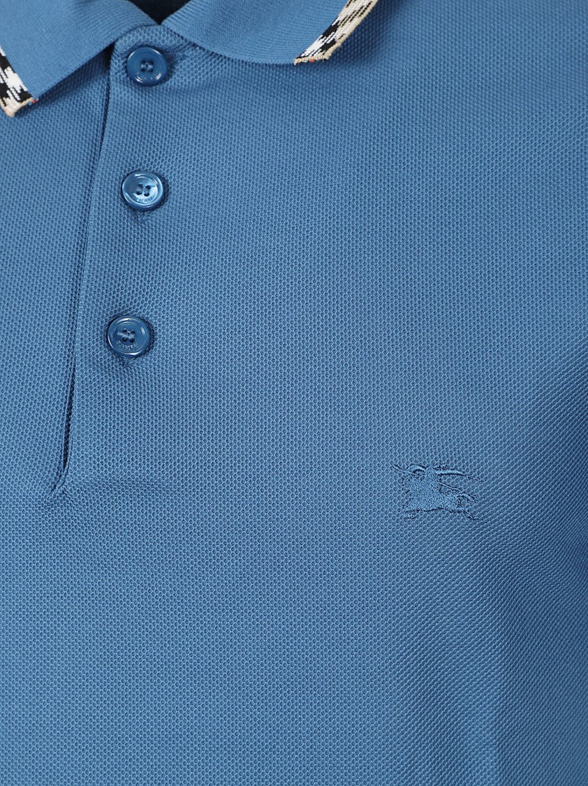 Burberry Short-Sleeve Polo Shirt With Check Pattern Accents
