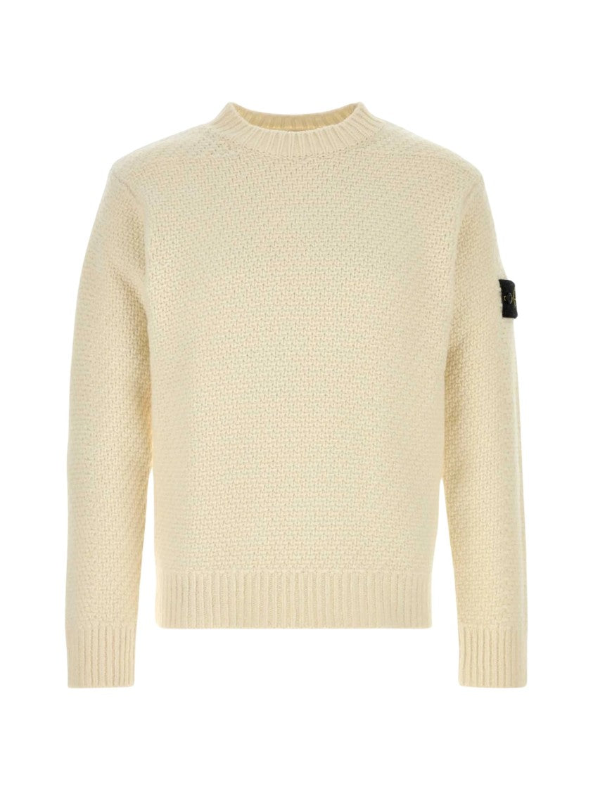 Stone Island Textured Knit Crew-Neck Sweater With Signature Sleeve Patch