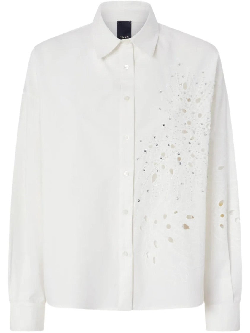 Pinko Long Sleeve White Shirt With Classic Collar