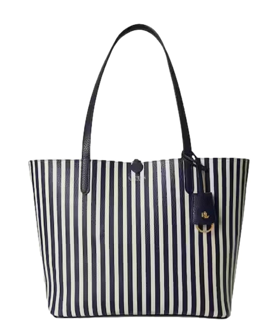 Lauren Ralph Lauren Navy Blue Reversible Polyurethane Tote Bag
