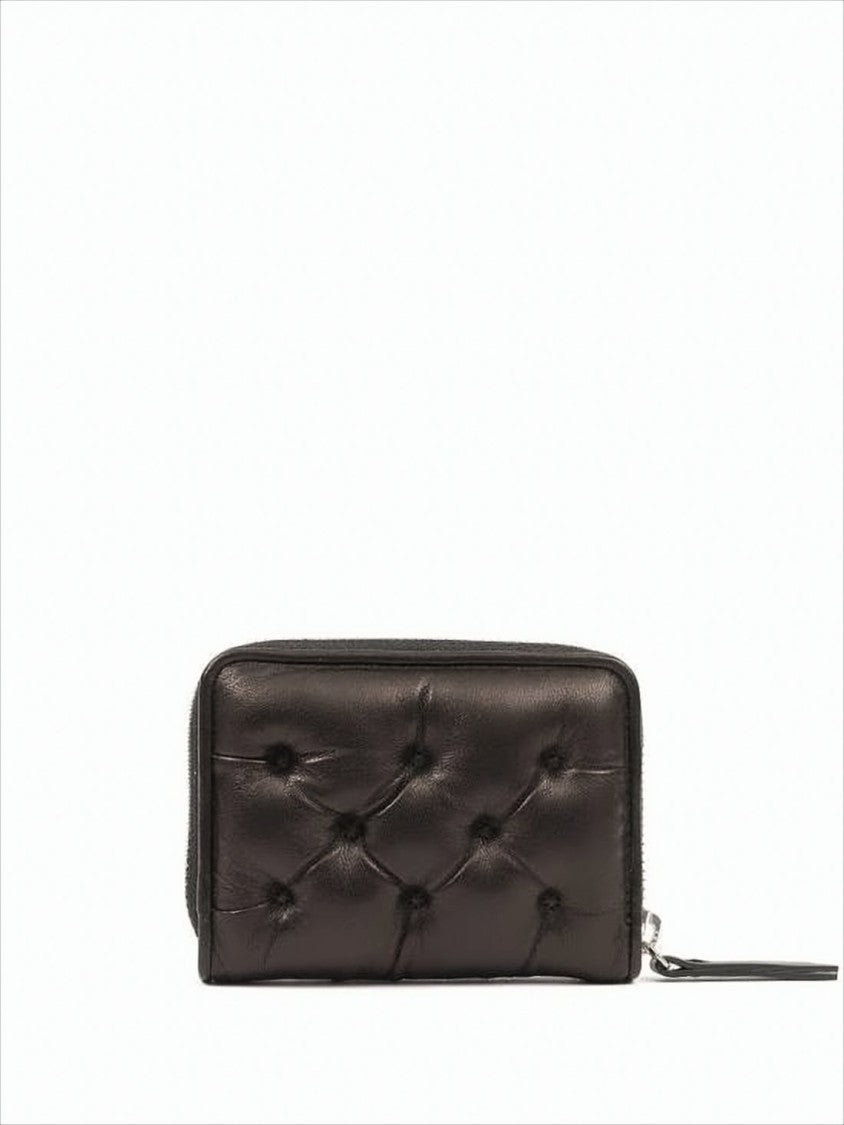 Maison Margiela Tufted Lambskin Leather Wallet With Keyring