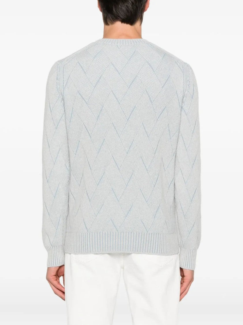 Gran Sasso Chevron-Pattern Crew-Neck Sweater