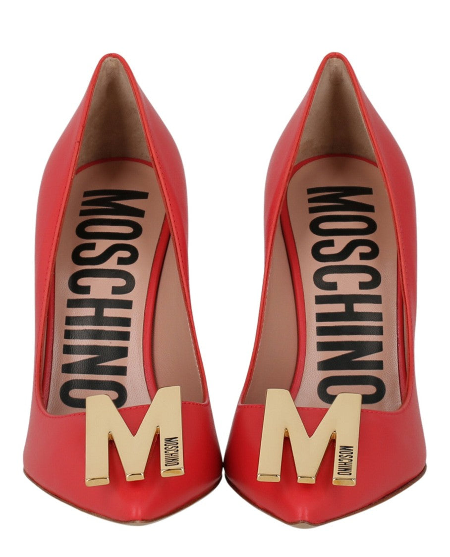 Moschino Gold-Tone Logo Pump