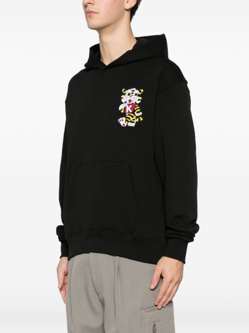 Kenzo Black Hoodie With Playful Tiger Graphics