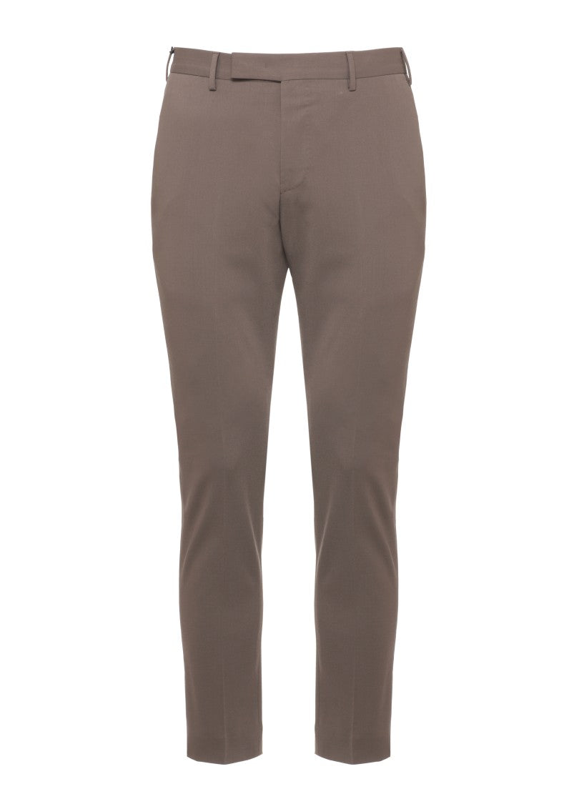 Pt Torino Brown Tailored Virgin Wool Straight-Leg Pants