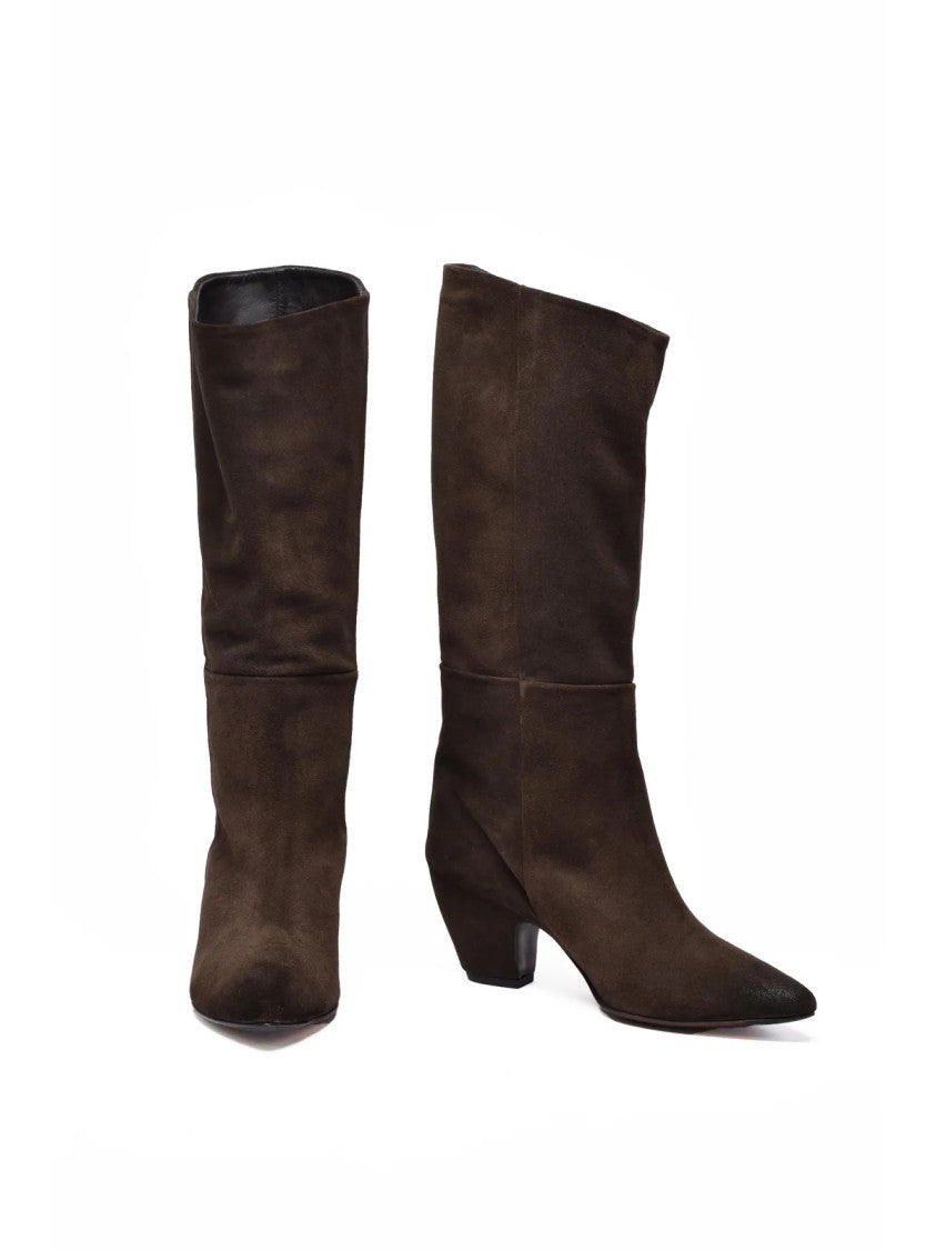 Ernesto Dolani Turquoise Suede Block-Heel Boots
