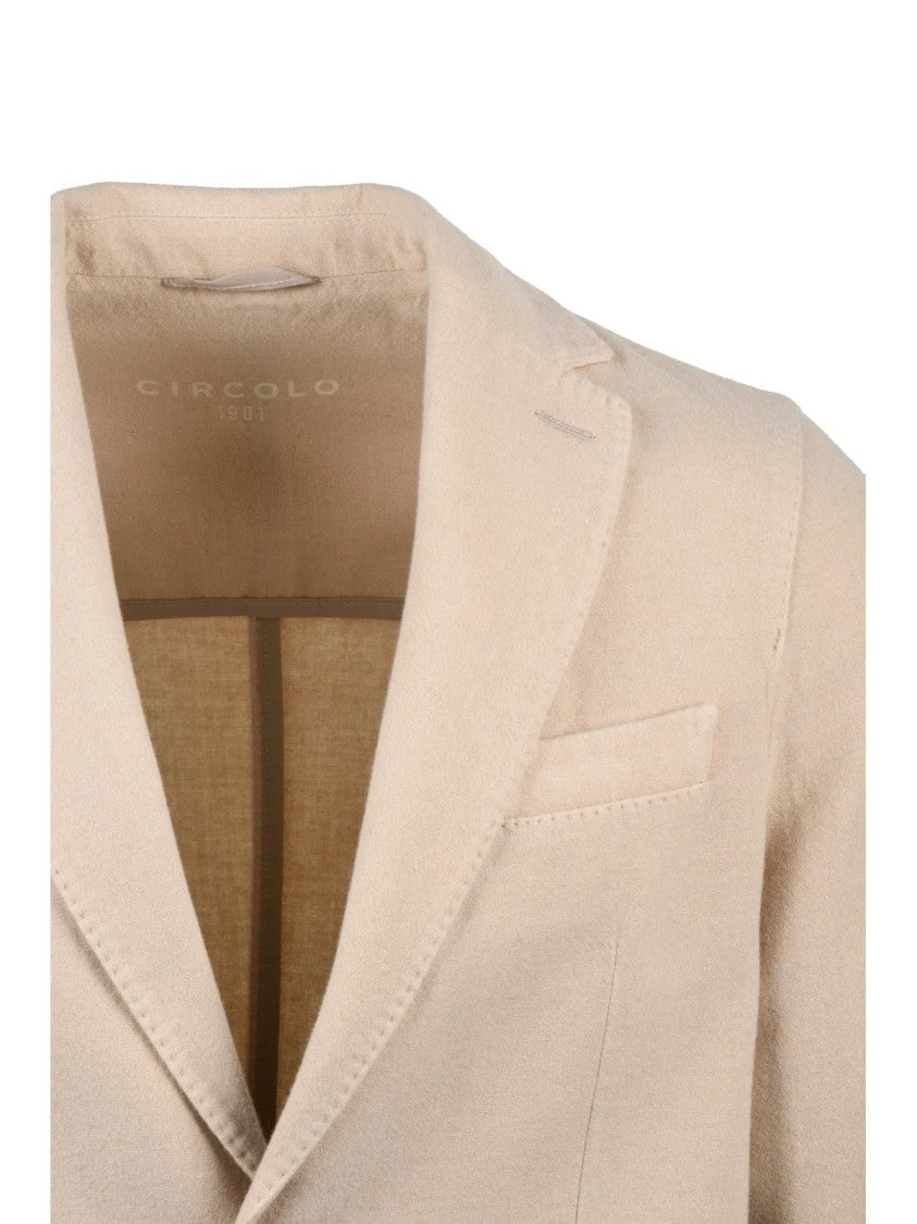 Circolo 1901 Fitted Beige Blazer With Notch Lapel And Tailored Silhouette