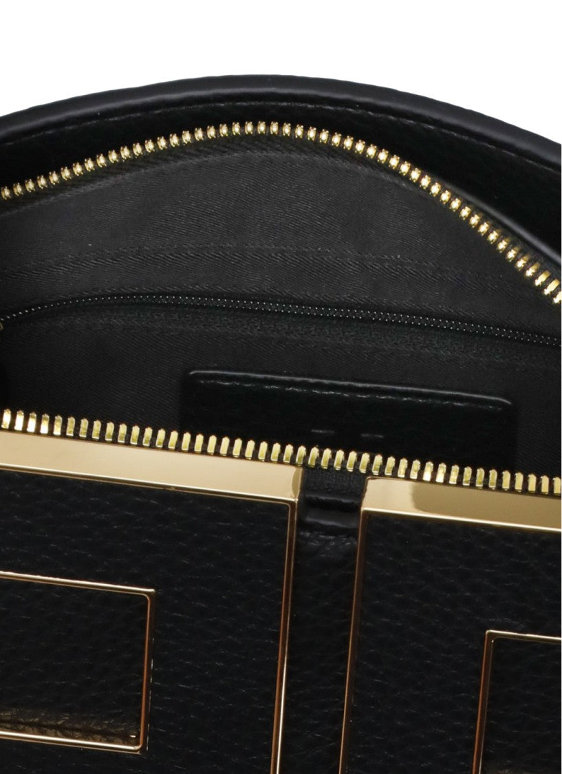 Elisabetta Franchi Textured Leather-Effect Handbag With Geometric Logo