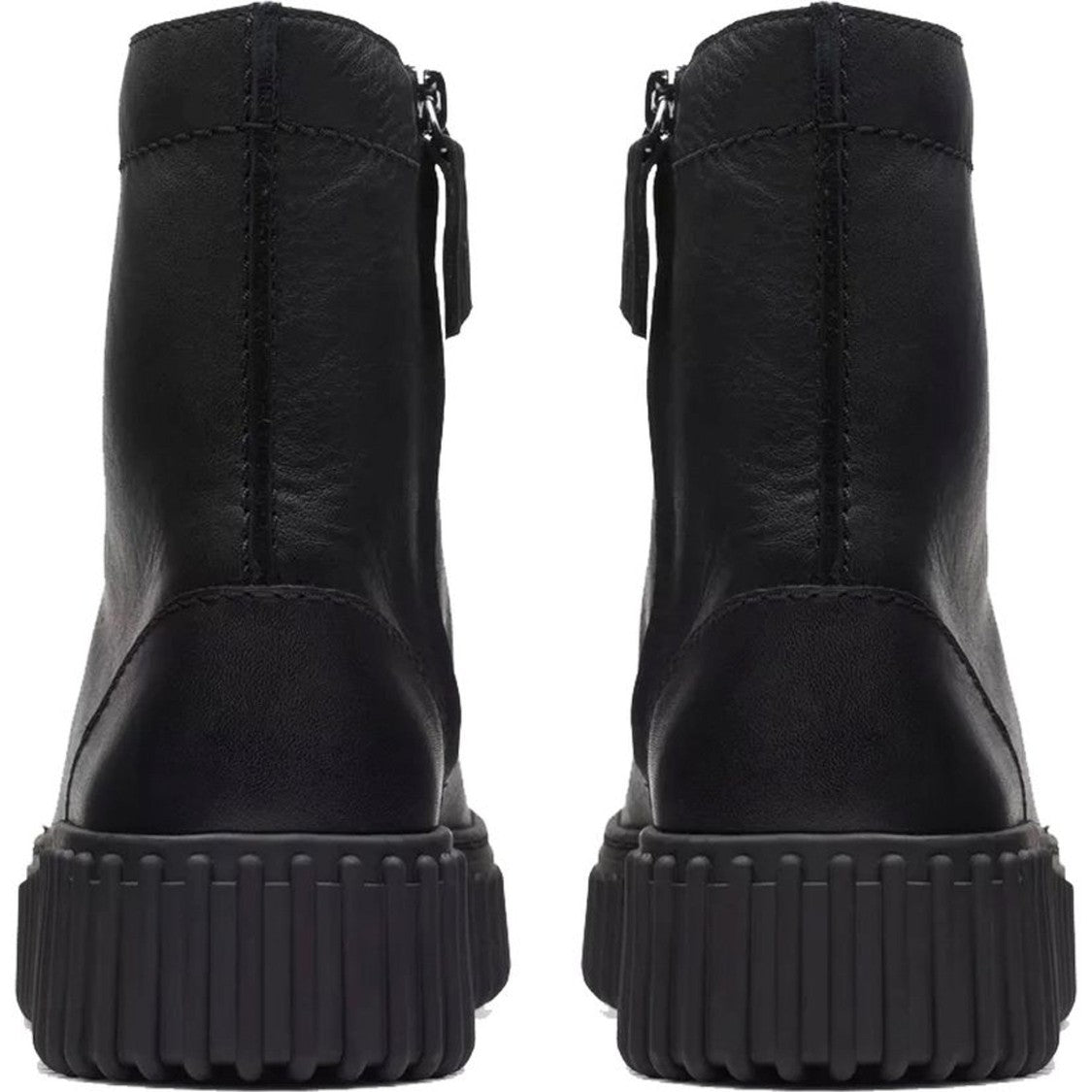 Clarks Torhill Rise Black Lace-Up Detail Textured Sole Wedge Boots