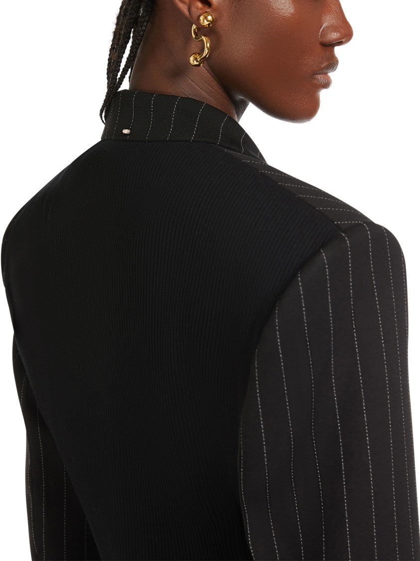 Max Mara Cropped Double-Breasted Jacket With Vertical Pinstripes