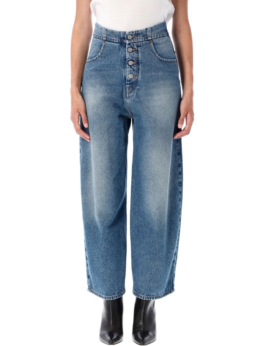 Mm6 By Maison Margiela High-Waisted Wide-Leg Denim Pants