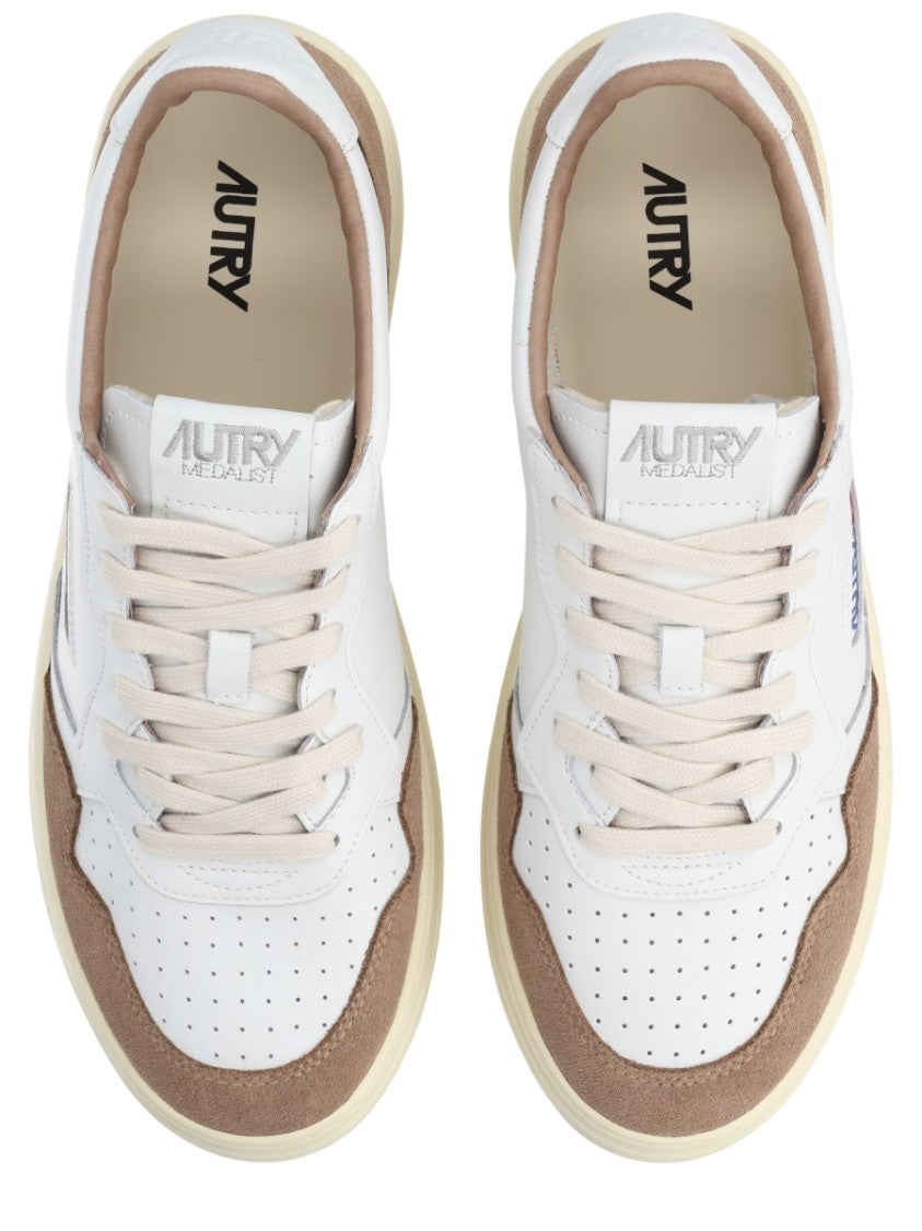 Autry Beige Medalist Low Perforated Sneakers