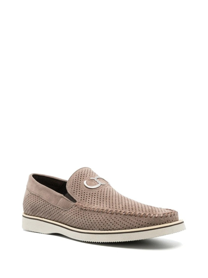 Casadei Perforated Suede Loafers