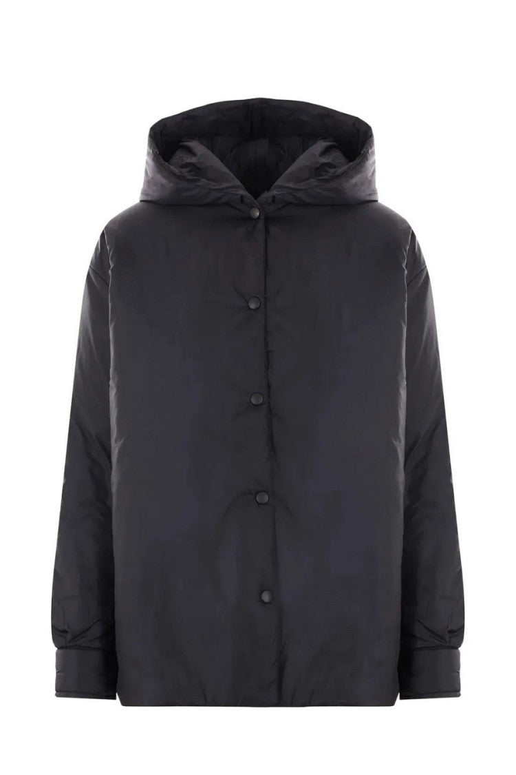 Aspesi Black Beth Polyamide Hooded Snap-Front Jacket