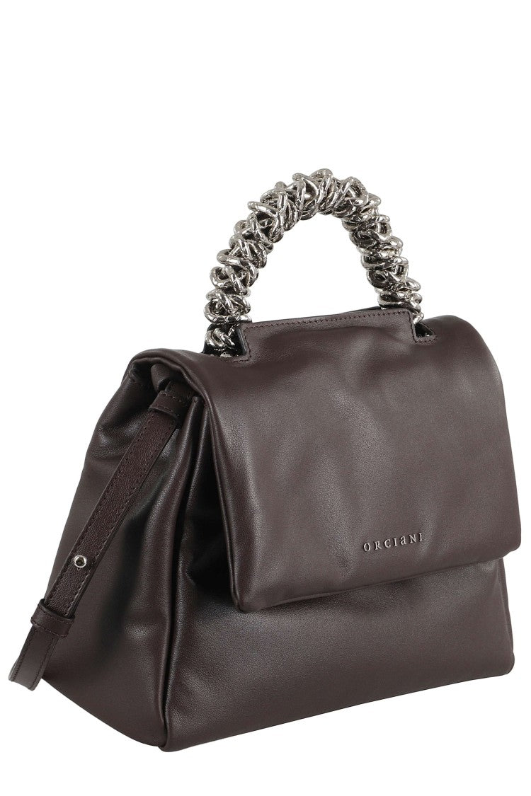 Orciani Chocolate Nappa Leather Bold Small Bag