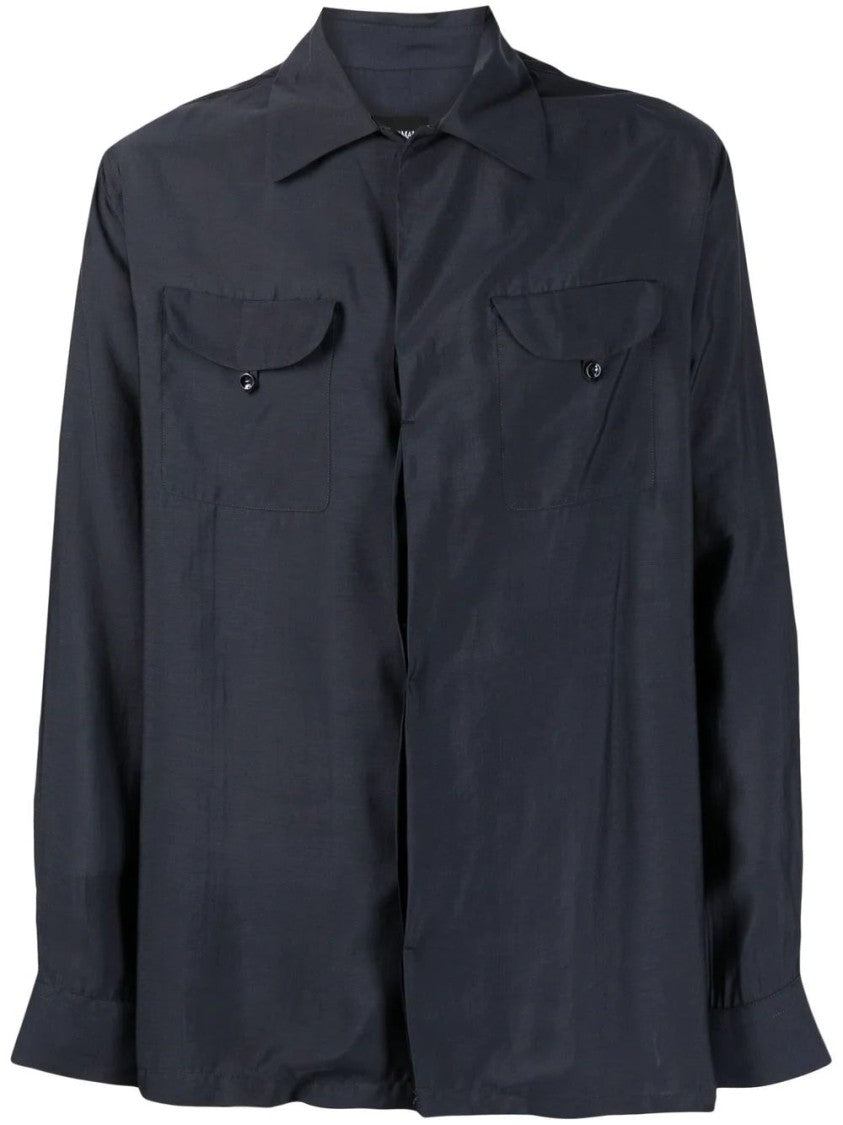 Giorgio Armani Long Sleeve Shirt With Classic Collar And Buttoned Flap Pockets