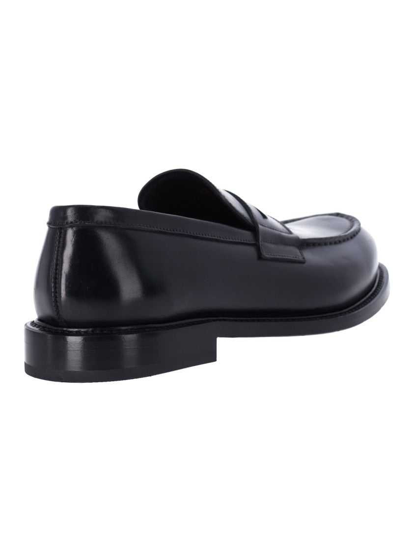Premiata Black Leather Slip-On Loafers