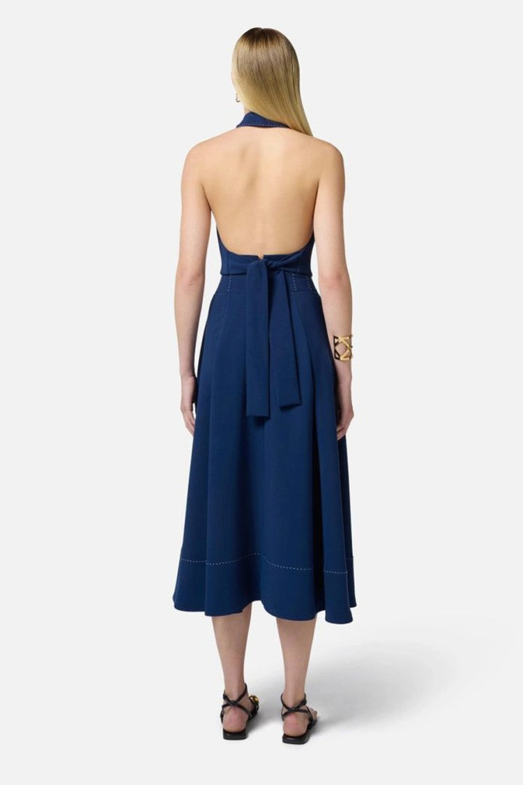 Elisabetta Franchi Blue Tailored Coat With Distinguished V-Neckline