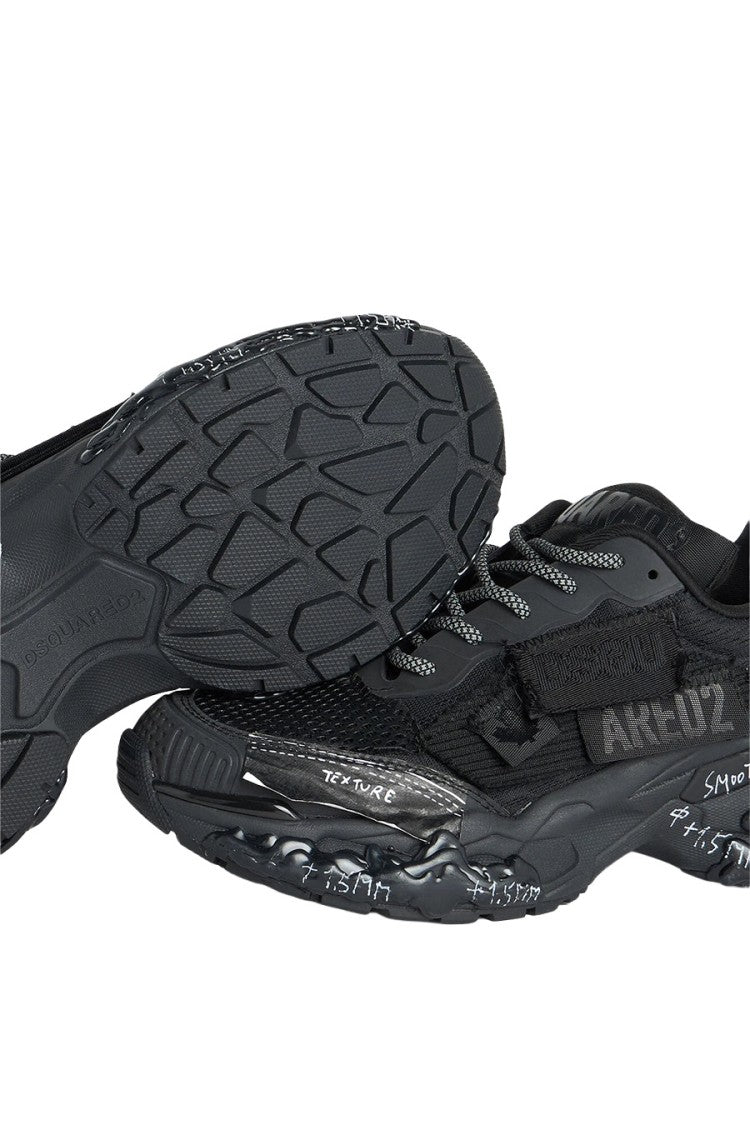 Dsquared2 Black Polyester-Spandex Blend Graphic Chunky Sneaker