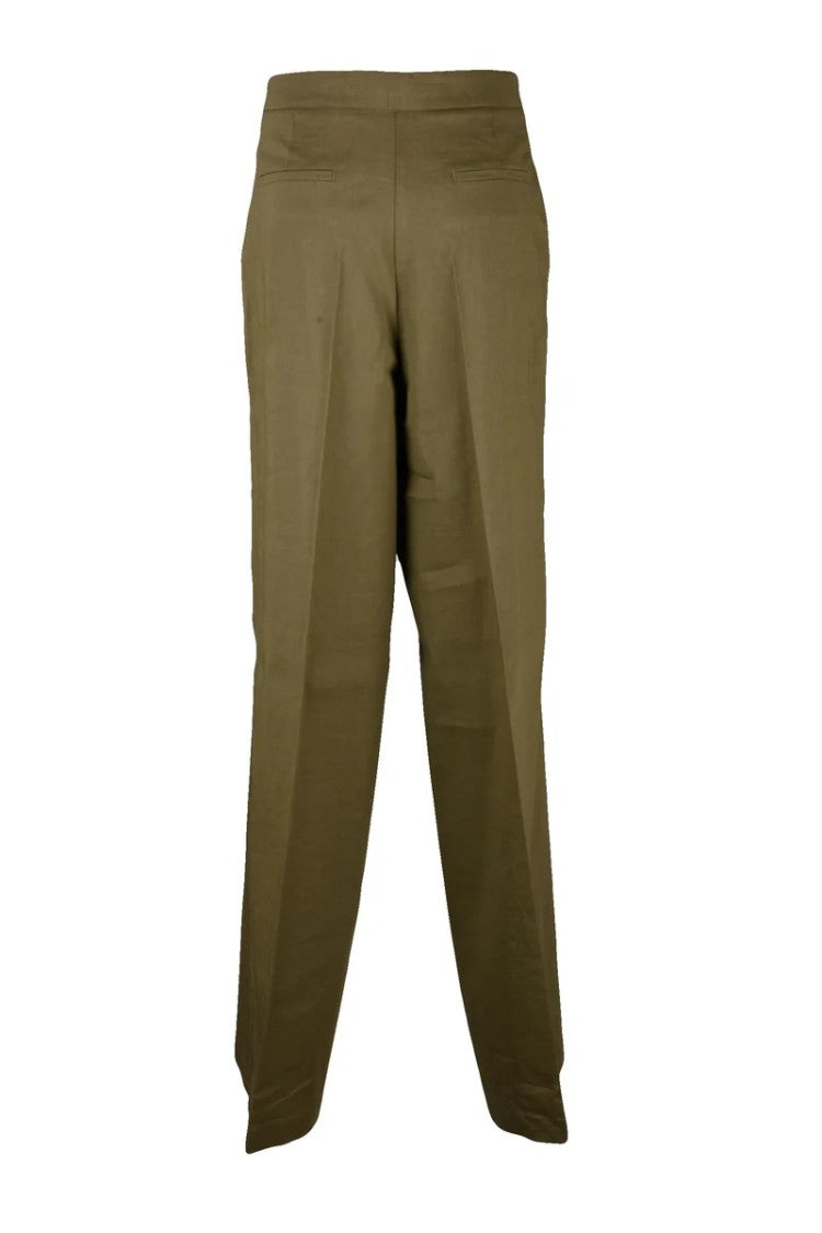 Pinko Linen Stretch Trousers - Military Green